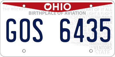 OH license plate GOS6435