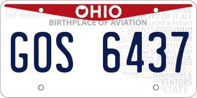 OH license plate GOS6437