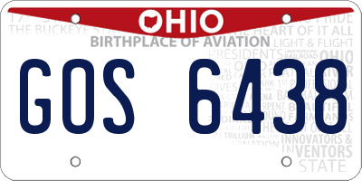 OH license plate GOS6438