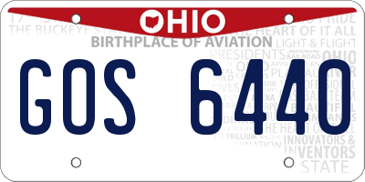 OH license plate GOS6440