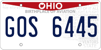 OH license plate GOS6445