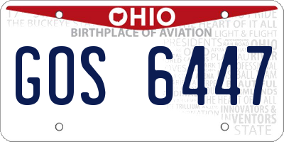 OH license plate GOS6447
