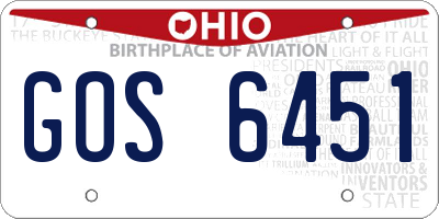 OH license plate GOS6451