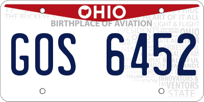 OH license plate GOS6452