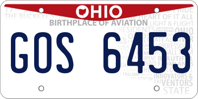 OH license plate GOS6453