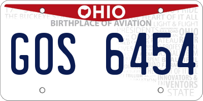 OH license plate GOS6454