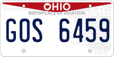 OH license plate GOS6459