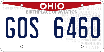 OH license plate GOS6460