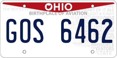 OH license plate GOS6462