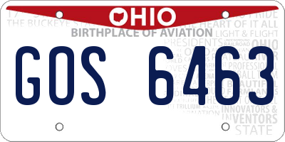 OH license plate GOS6463