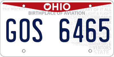 OH license plate GOS6465