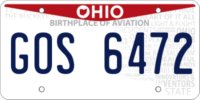 OH license plate GOS6472