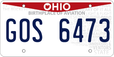 OH license plate GOS6473