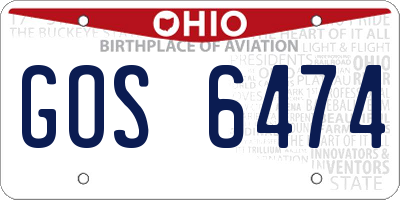 OH license plate GOS6474