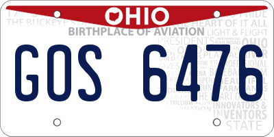 OH license plate GOS6476