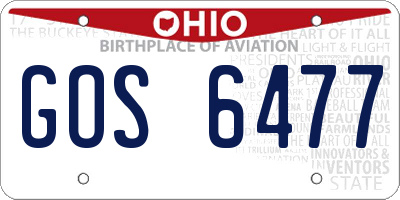 OH license plate GOS6477