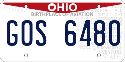OH license plate GOS6480