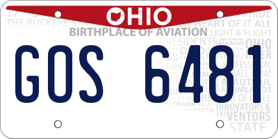 OH license plate GOS6481
