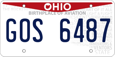 OH license plate GOS6487
