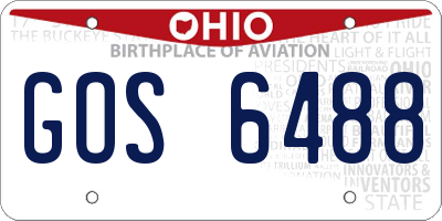 OH license plate GOS6488