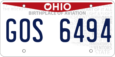 OH license plate GOS6494