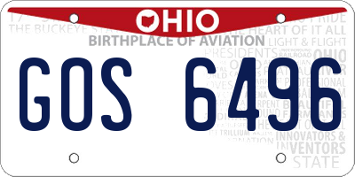 OH license plate GOS6496