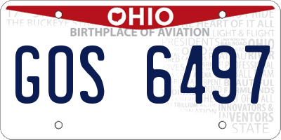 OH license plate GOS6497