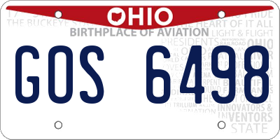 OH license plate GOS6498