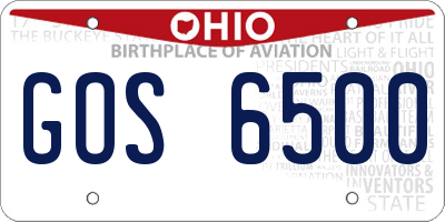 OH license plate GOS6500