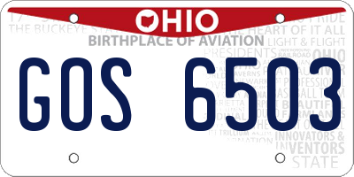 OH license plate GOS6503