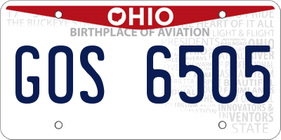 OH license plate GOS6505