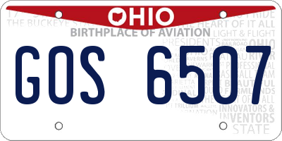 OH license plate GOS6507
