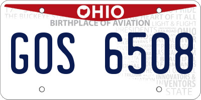 OH license plate GOS6508