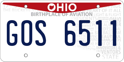 OH license plate GOS6511