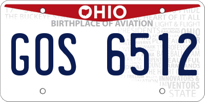 OH license plate GOS6512