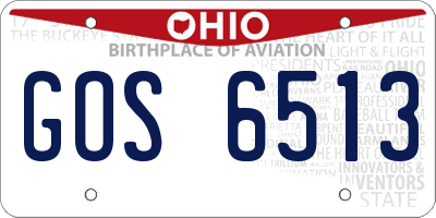 OH license plate GOS6513