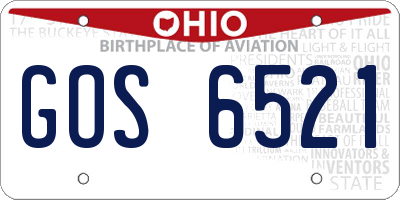 OH license plate GOS6521