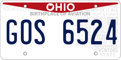 OH license plate GOS6524