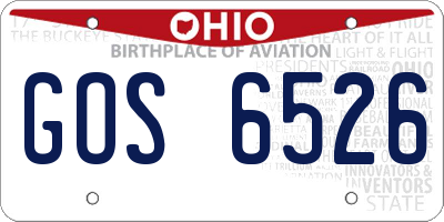 OH license plate GOS6526