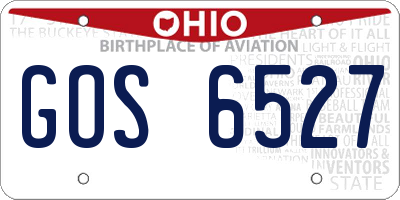 OH license plate GOS6527