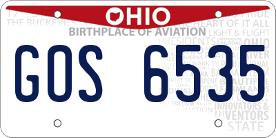 OH license plate GOS6535