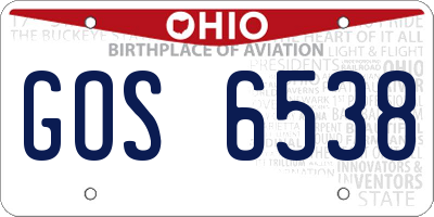 OH license plate GOS6538