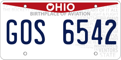 OH license plate GOS6542