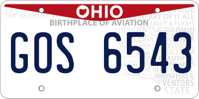 OH license plate GOS6543
