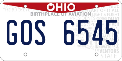 OH license plate GOS6545