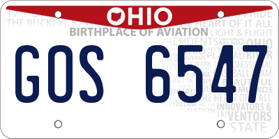 OH license plate GOS6547