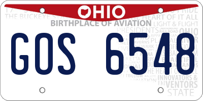 OH license plate GOS6548