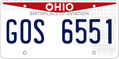 OH license plate GOS6551