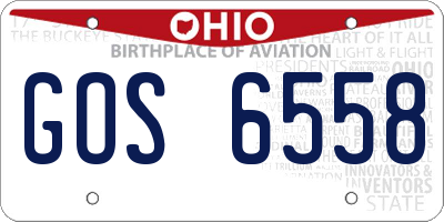 OH license plate GOS6558