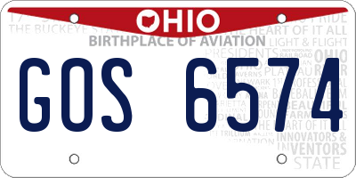OH license plate GOS6574